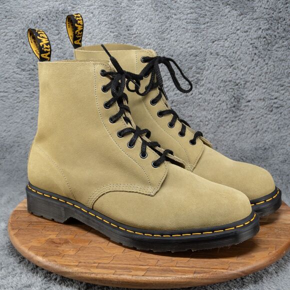 NEW Dr Martens 1460 Pascal Men’s Size 14 Suede Tan Brown Black Combat Boots NWOB - Picture 1 of 6
